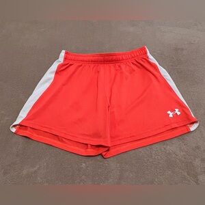 Under Armour Women's Orange and White HeatGear Loose Fit Athletic Shorts Sz M